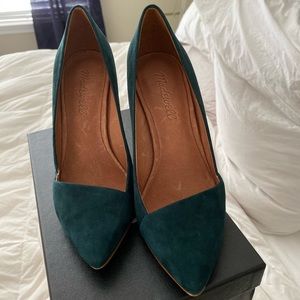 Madewell Mira Green Suede heels